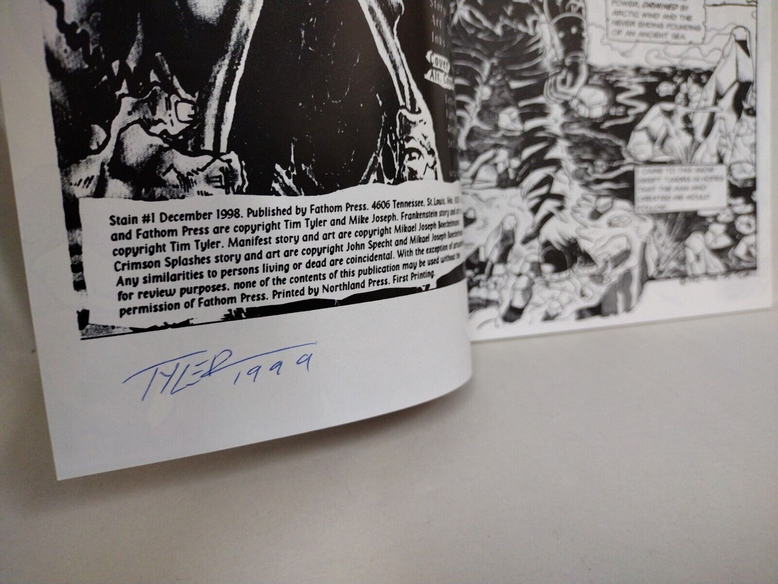 Stain #1 (1998) Fathom Press Signed Limited Edition Comic Tim Tyler Boeckelmann 