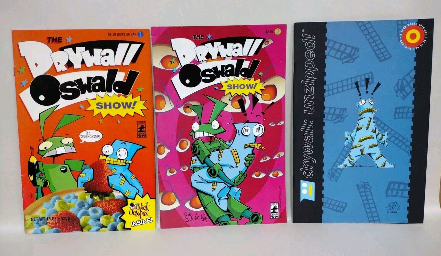 Drywall Oswald Show (1998) Complete Fireman Comic Miniseries 1 2 + Unzipped 1