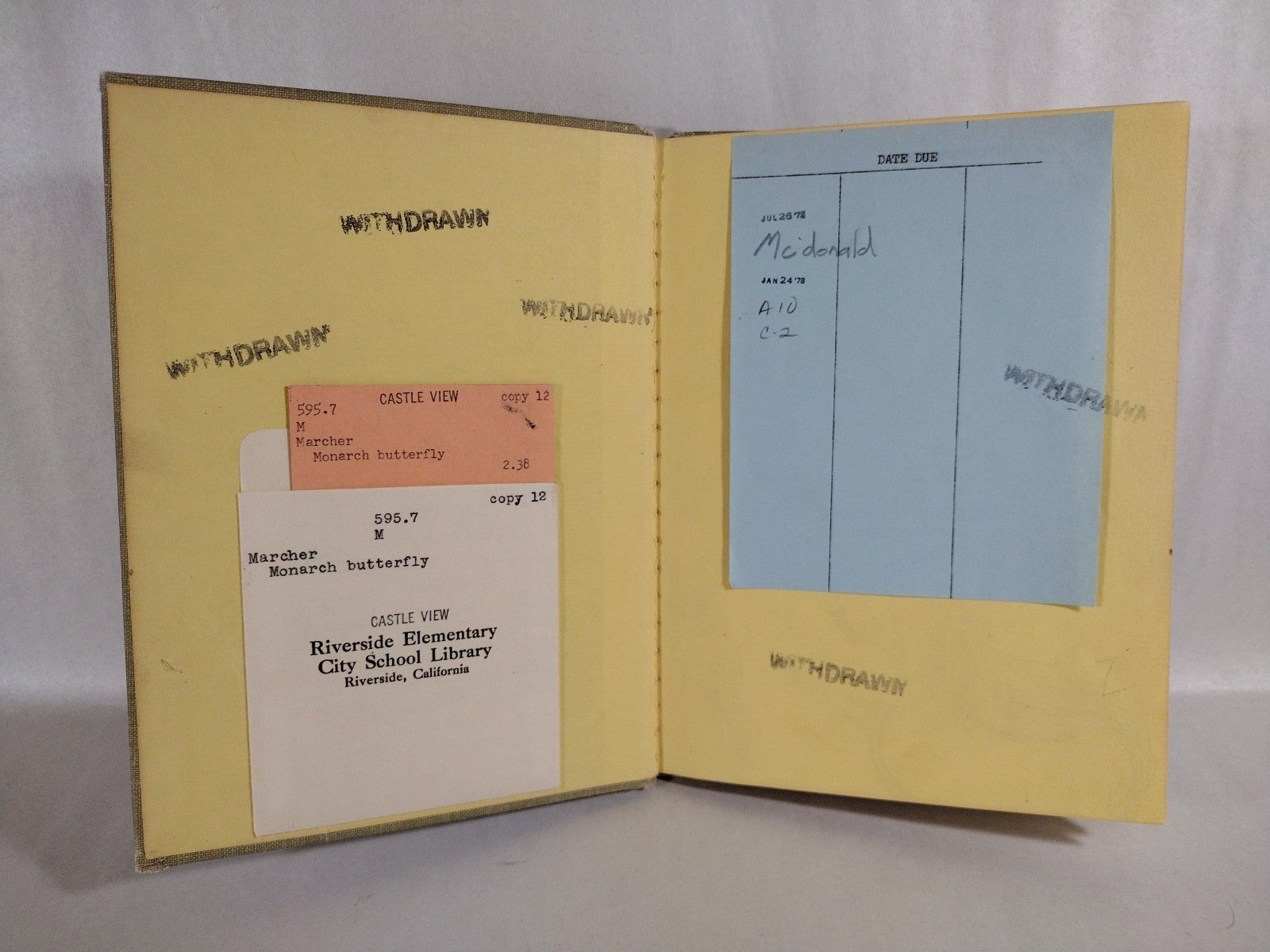 Monarch Butterfly 1960 Discarded Library Book W Original Dave Castr Color Art