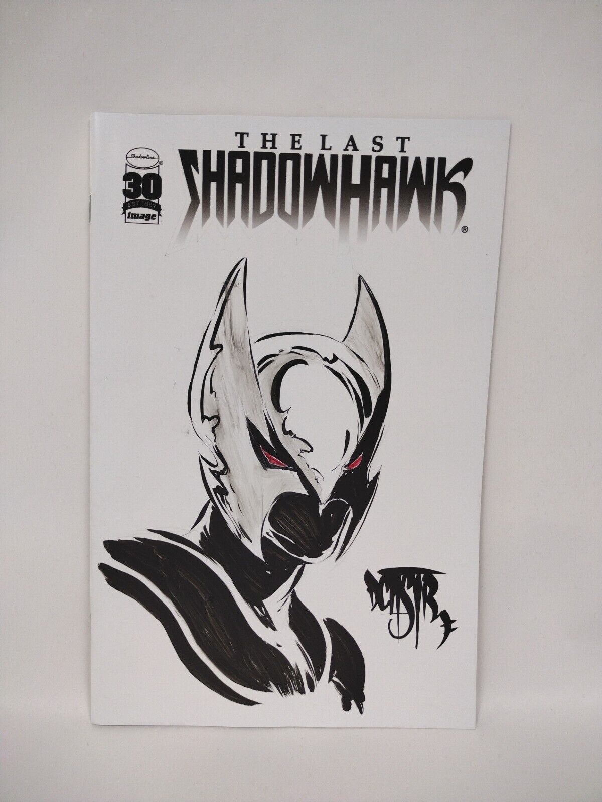 THE LAST SHADOWHAWK WHITE BLANK COVER SKETCH VARIANT W ORIGINAL ART DCASTR ARG