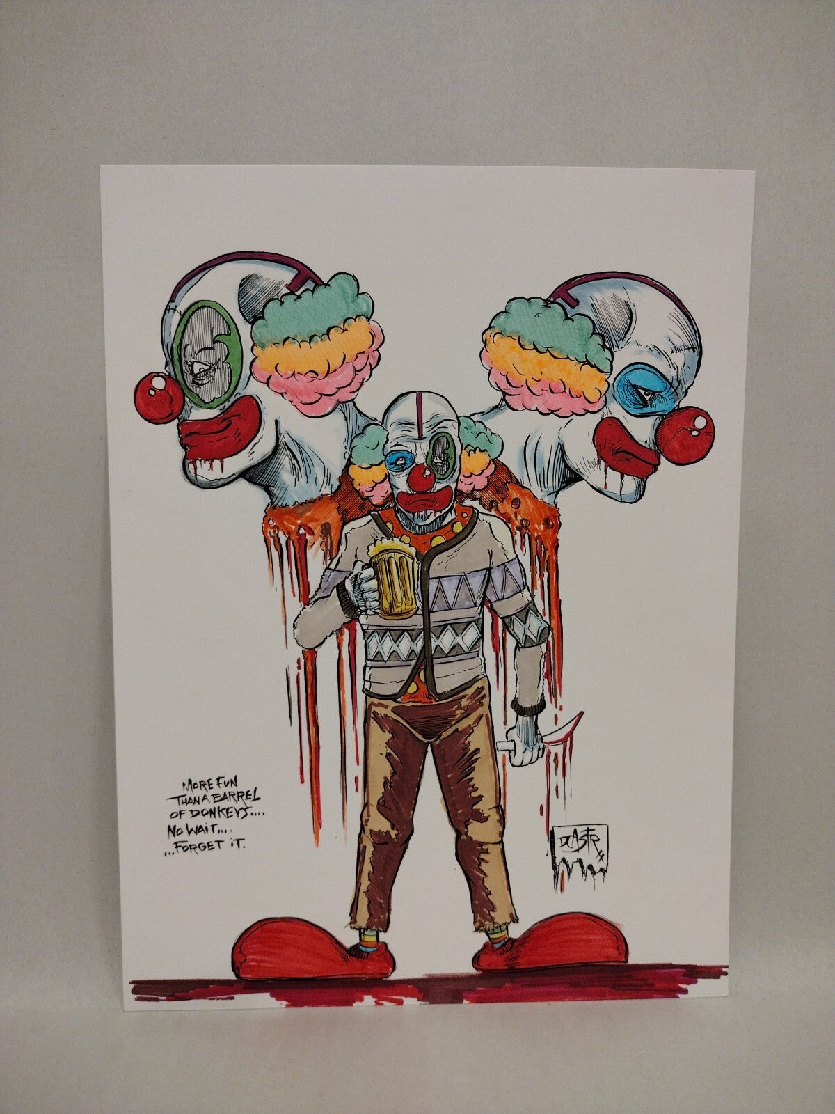 Yuk Yuk 9x 12" Original Dave Castr Clown Horror Color Concept Art Illustration