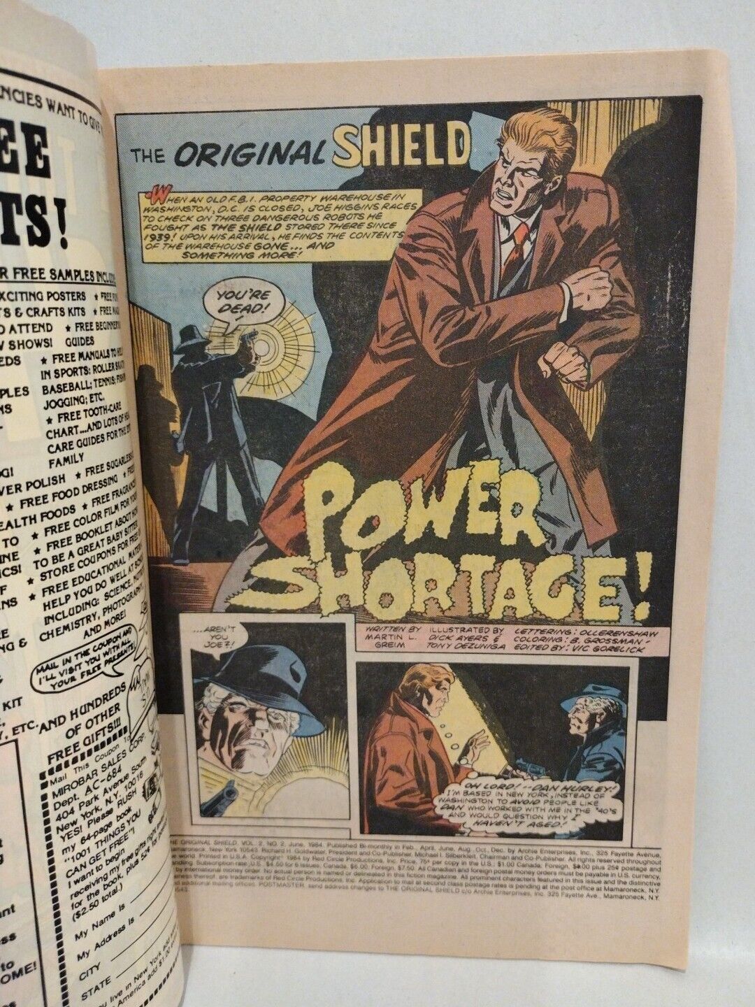 Original Shield (1984) Archie Adventure Comic Lot Set #1 2 3 Rudy Nebres Ayers