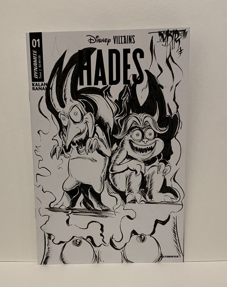 DISNEY VILLIANS HADES 1 (2023) Sketch Variant Cover Comic W Original Art DCastr