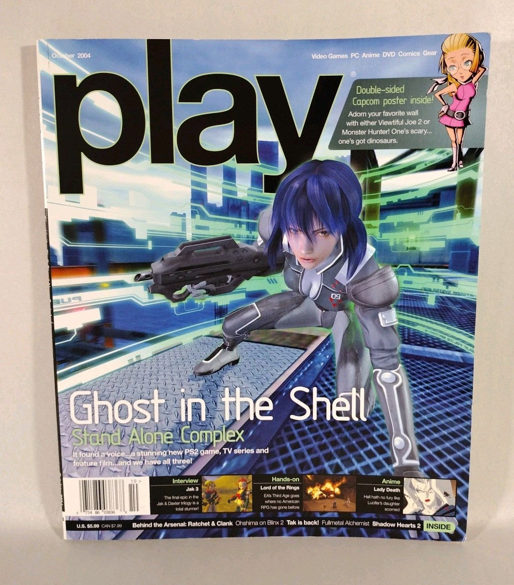 Play #34 (2004) Video Game Magazine W Capcom Viewtiful Joe 2 Poster Insert