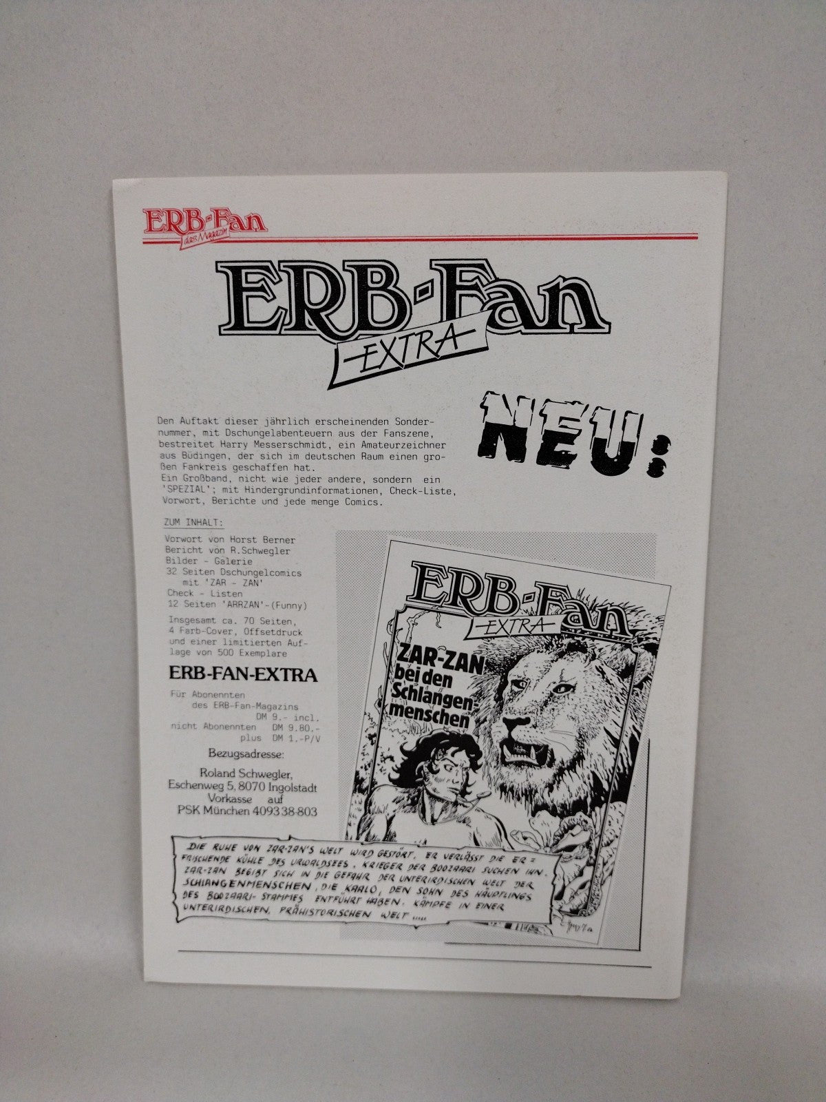 ERB Fan Das Magzin (1986) German Text  Fanzine Lot Of 10 #5-13 +Bazaar #2 Tarzan