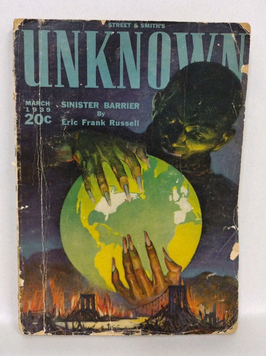Unknown Vol 1 #1 March 1939 Mystery Scifi Golden Age Pulp Fiction Novel