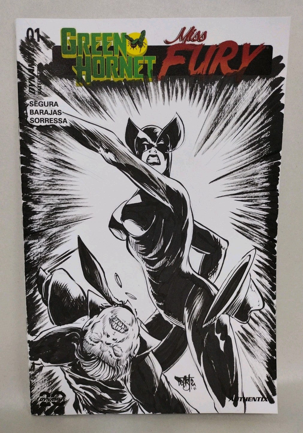 Green Hornet Miss Fury 1 Dynamite 2025 Sketch Cover Comic W Original DCastr Art