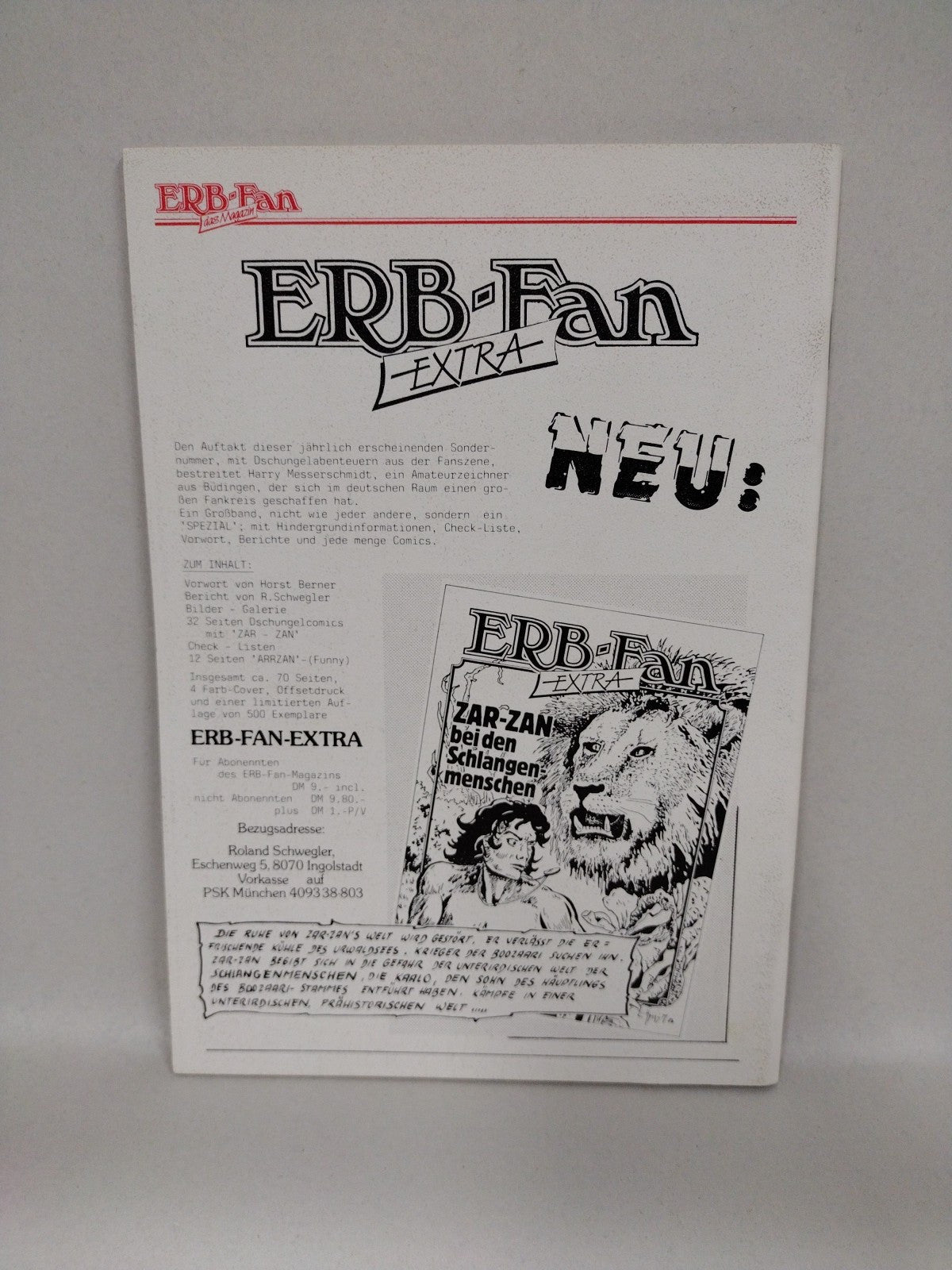 ERB Fan Das Magzin (1986) German Text  Fanzine Lot Of 10 #5-13 +Bazaar #2 Tarzan