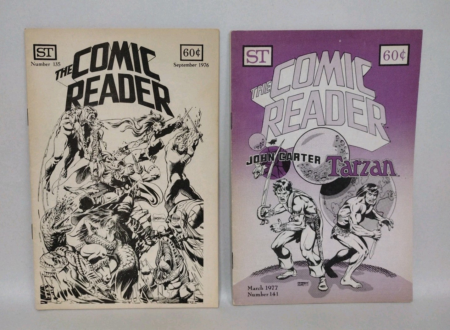 COMIC READER (1976) Fanzine Lot #135 & 141 Tarzan John Carter