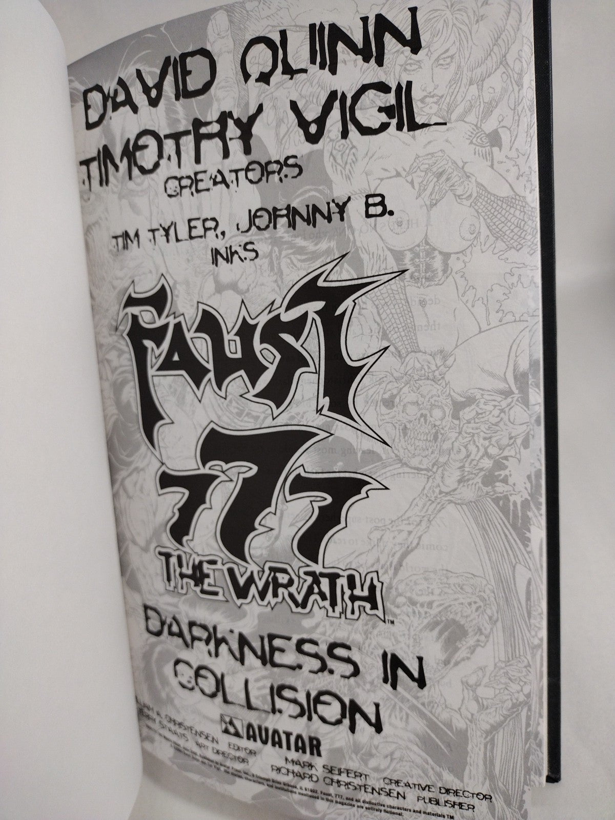Faust 777 Wrath (2008) Gold Foil Hardcover Rare Tim Vigil Avatar HC 