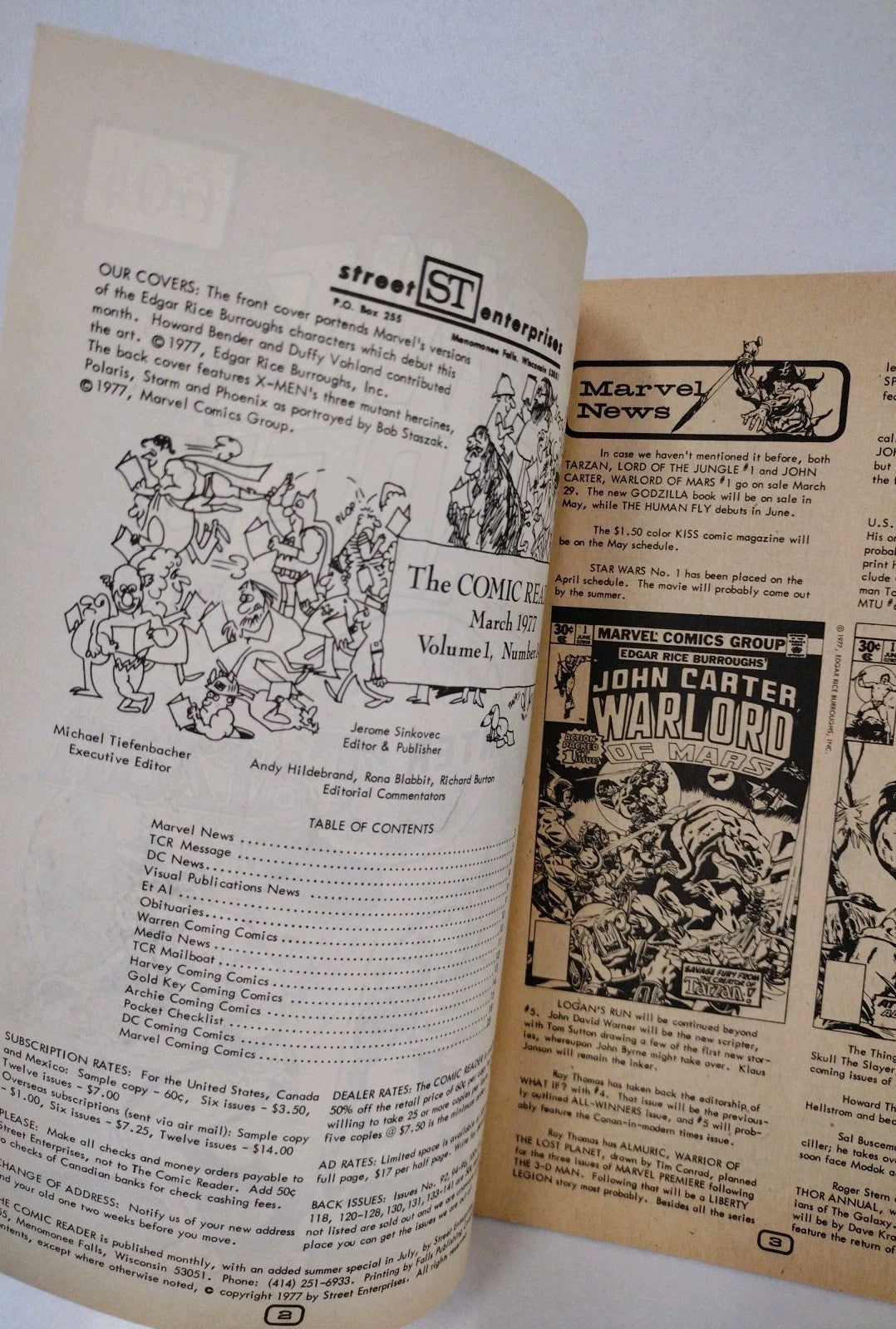 COMIC READER (1976) Fanzine Lot #135 & 141 Tarzan John Carter
