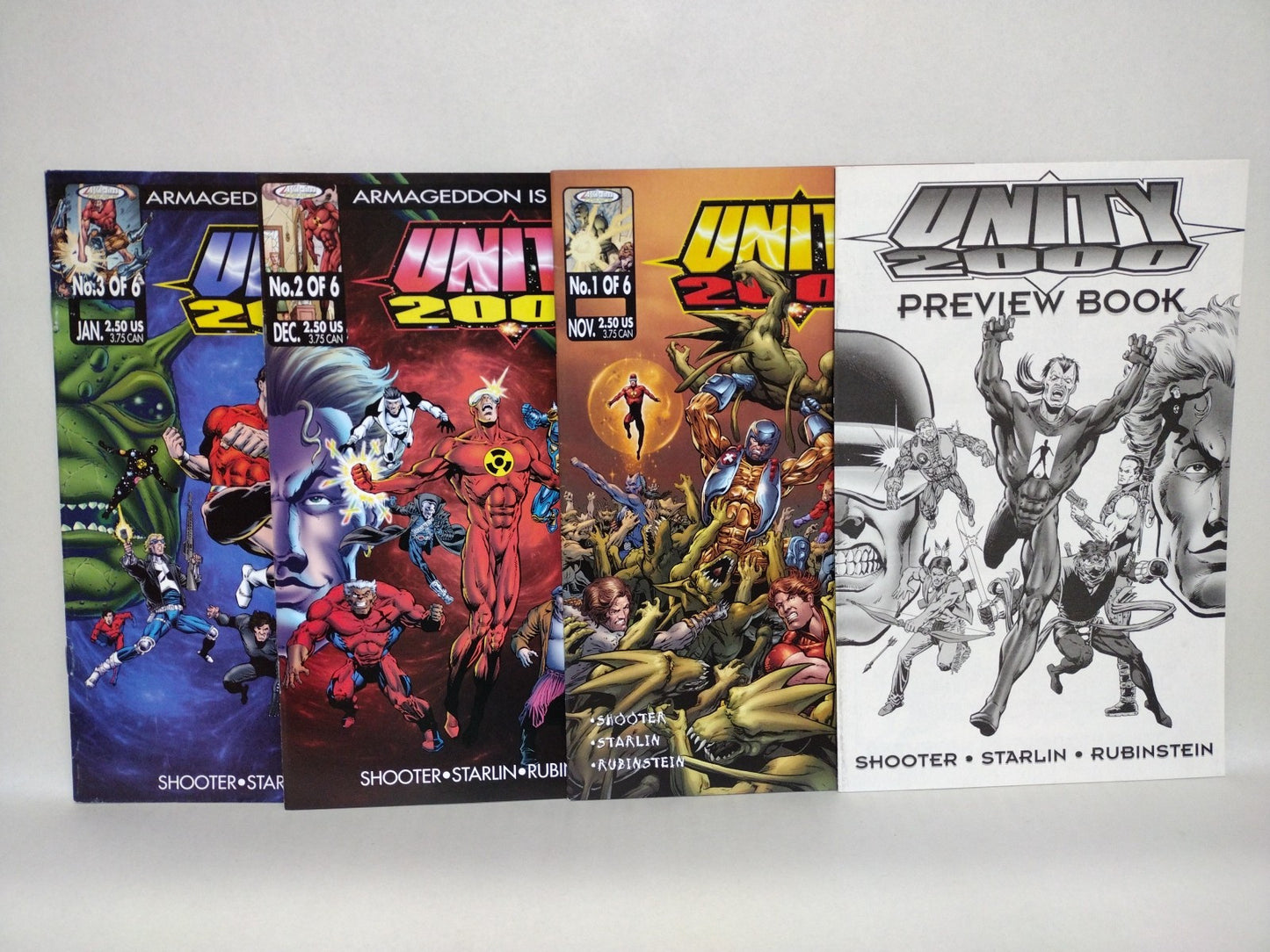 Unity 2000 (1999) Acclaim Valiant Comic Lot Set #1 A 2 3 Preview Book Low Print