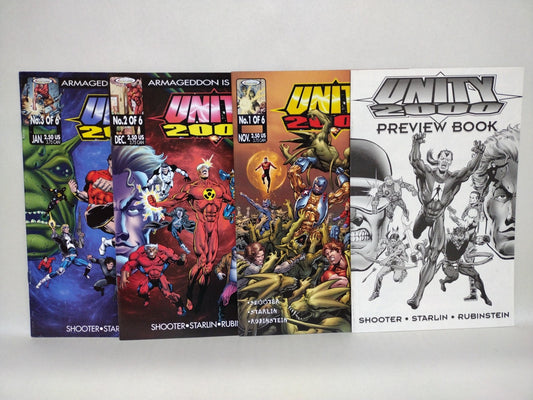Unity 2000 (1999) Acclaim Valiant Comic Lot Set #1 A 2 3 Preview Book Low Print