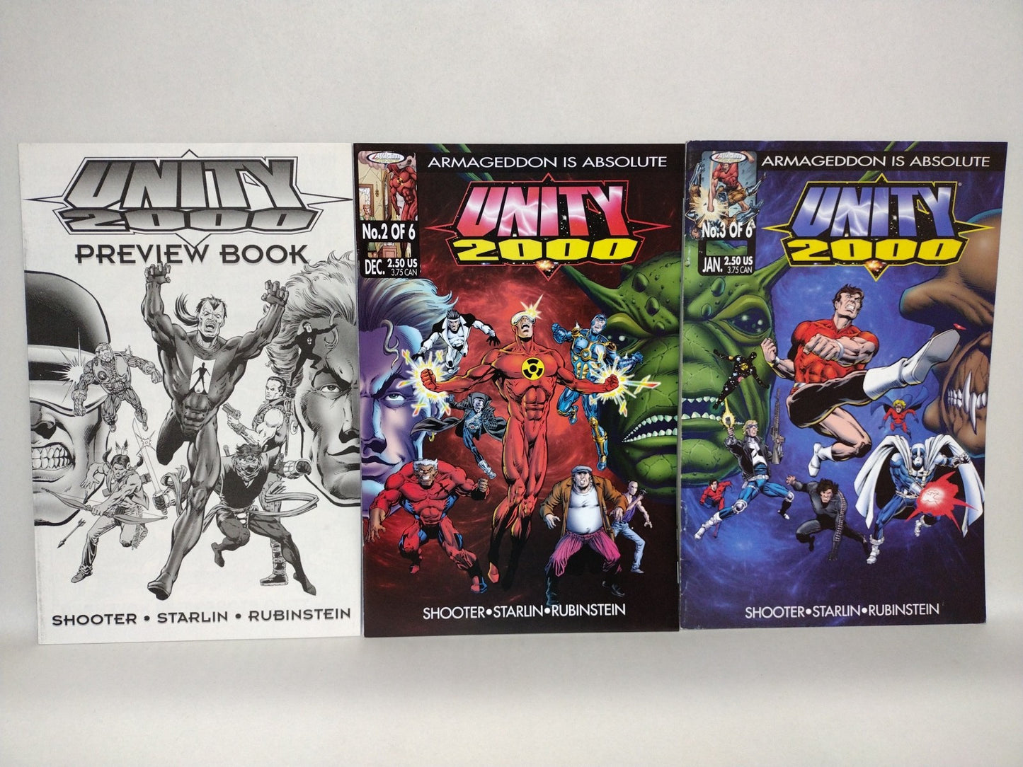 Unity 2000 (1999) Acclaim Valiant Comic Lot Set #1 A 2 3 Preview Book Low Print