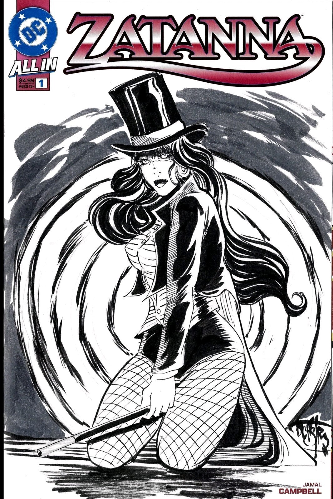 Zantanna #1 (2025) DC Comic Sketch Cover Variant With Original Dave Castr Art