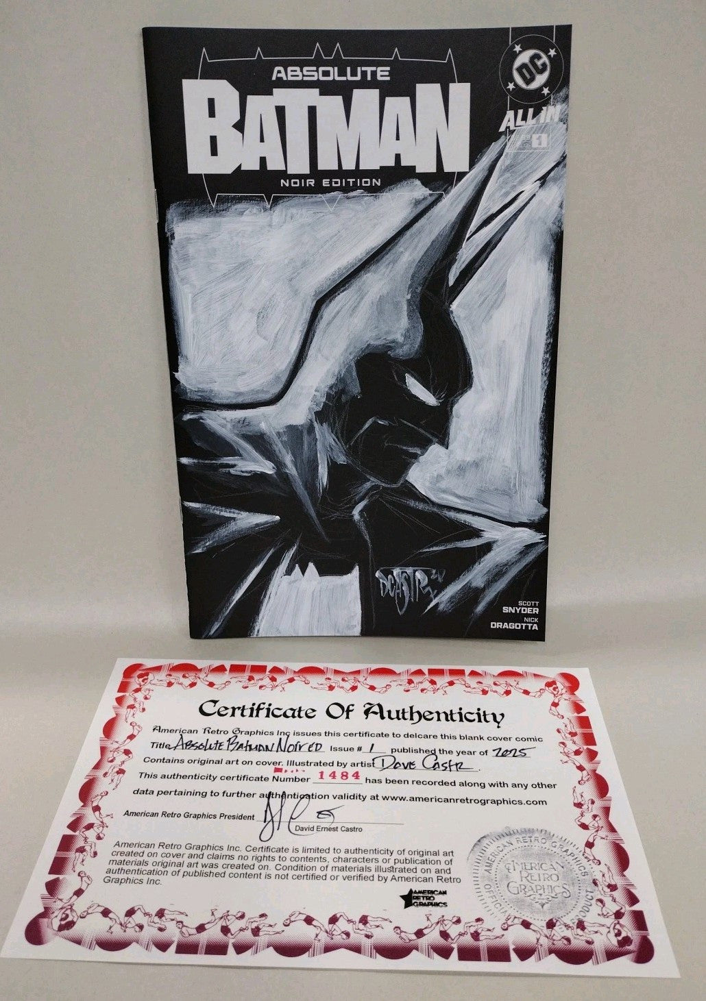 Absolute Batman Noir #1 DC Comic Sketch Variant Cover W Original Dave Castr Art
