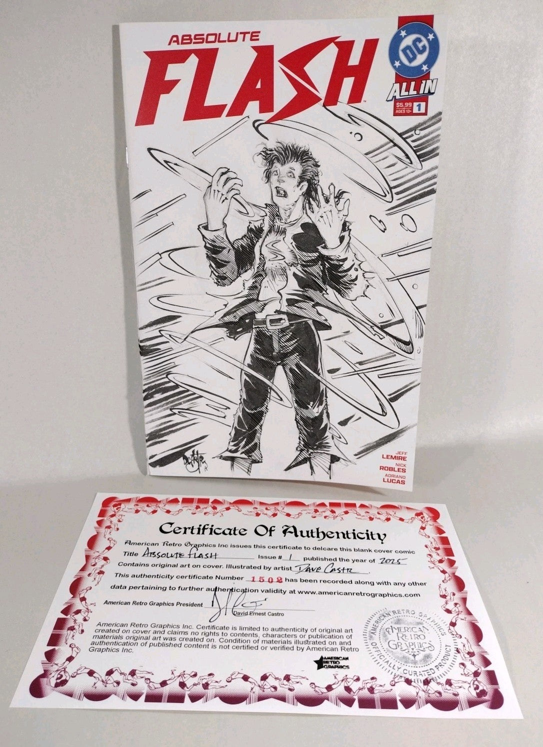 Absolute Flash 1 (2025) DC Comic Sketch Variant Cvr W Original Dave Castr Art
