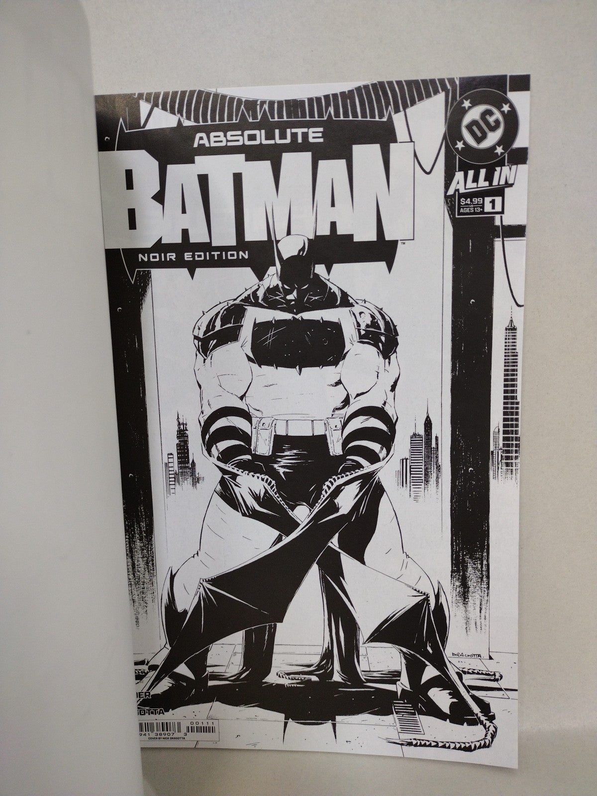 Absolute Batman Noir #1 DC Comic Sketch Variant Cover W Original Dave Castr Art